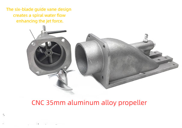 All-aluminum alloy 35mm metal water jet propulsion device, water jet propulsion pump, model boat water jet pump.